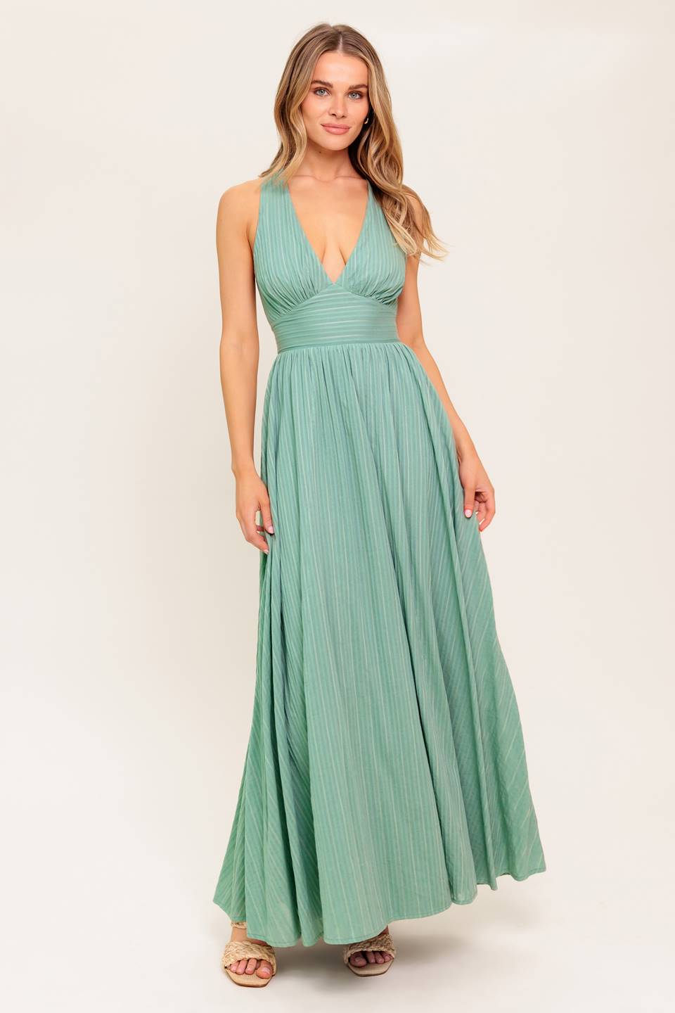 SUNSHINE ON MY MIND SAGE WOVEN MAXI DRESS Flying Tomato